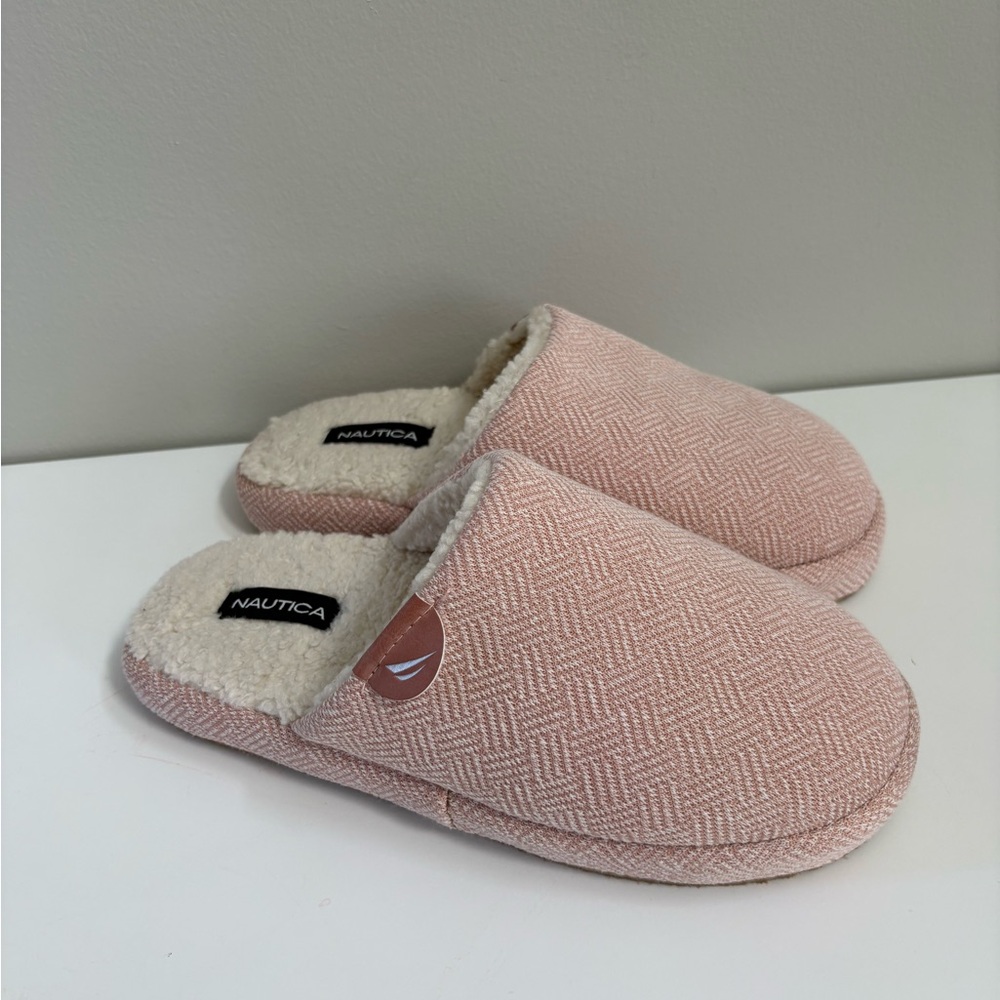 Nautica Dusty Pink Sherpa-Lined Slip-On Slippers